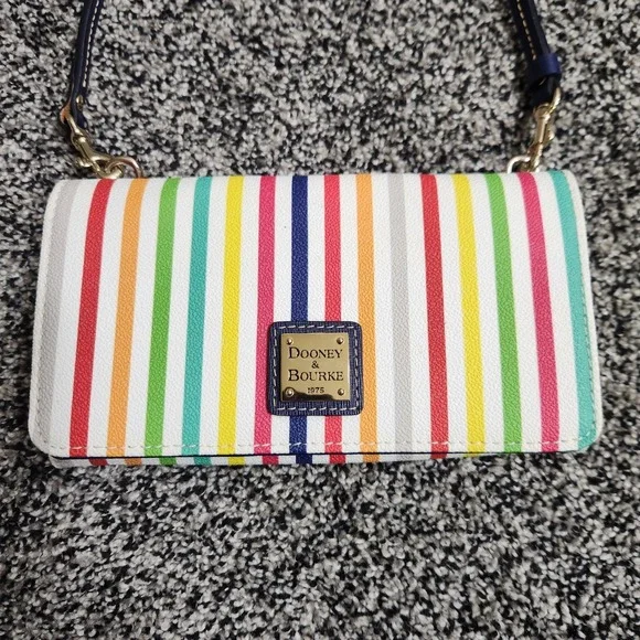 Dooney & Bourke Daphne multicolor Rainbow stripe crossbody Purse Colorful Chic - Picture 6 of 15